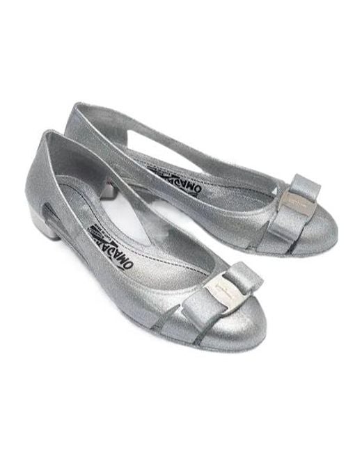 Ferragamo Gray Vara Jelly Pumps