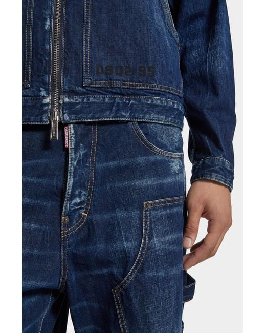 DSquared² Blue Semplice Carpenter Distressed Jean Jacket for men