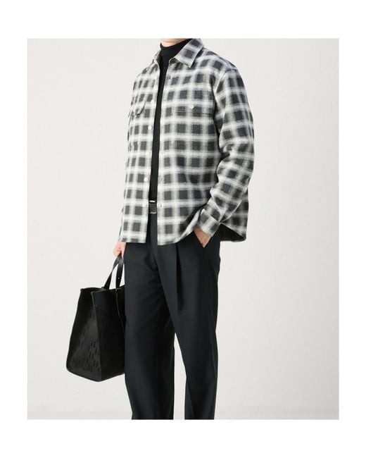 Boss Gray Lapel Long Sleeve Shirt for men