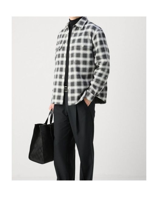 Boss Gray Lapel Long Sleeve Shirt for men