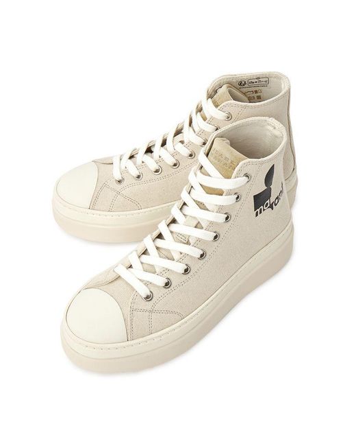 Isabel Marant Natural Austen Logo-Print Sneakers