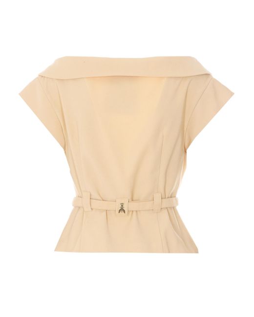 Patrizia Pepe White Belted Sleeveless Blazer