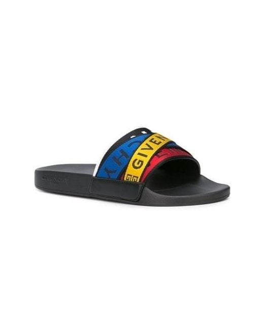 Givenchy Blue Logo Multicolored Ankle Strap Sandals for men