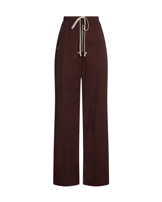 Rick Owens Purple Minimalist Loose Straight-Leg Trousers