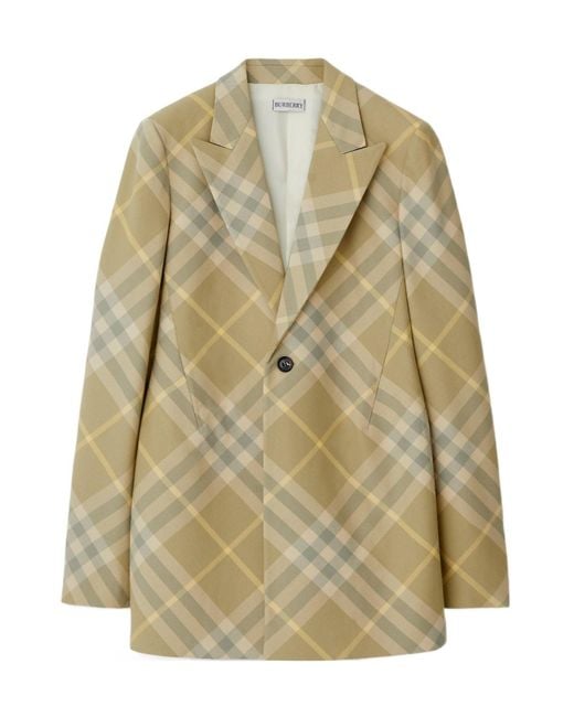 Burberry Natural Checked Tailored Single-Breasted Blazer