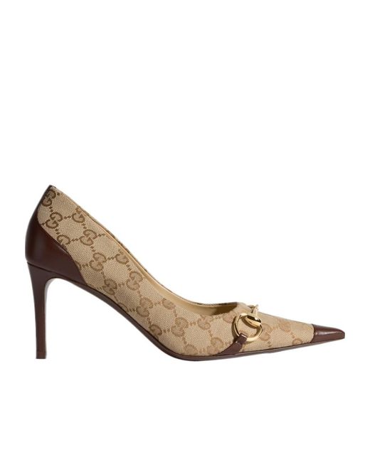Gucci White Donna Horsebit Gg-Supreme Pumps