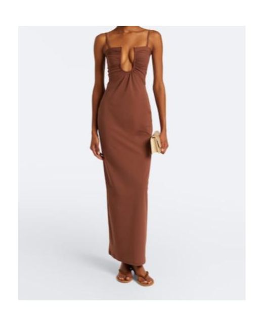 Christopher Esber Brown Arced Ruched Maxi Dress
