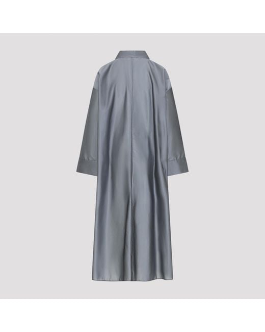 Max Mara Gray Anna Tie-Waist Maxi Shirt Dress