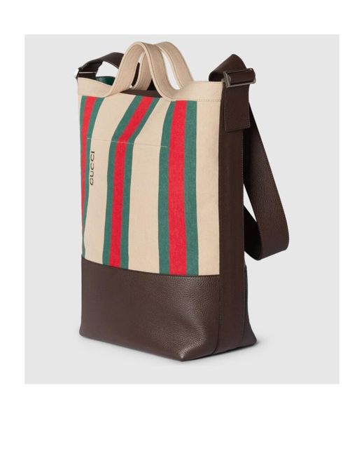 Gucci Black Large Web Striped Top Handle Bag for men