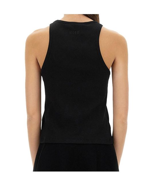 MSGM Black Chainmail-Effect Sleeveless Tank Top