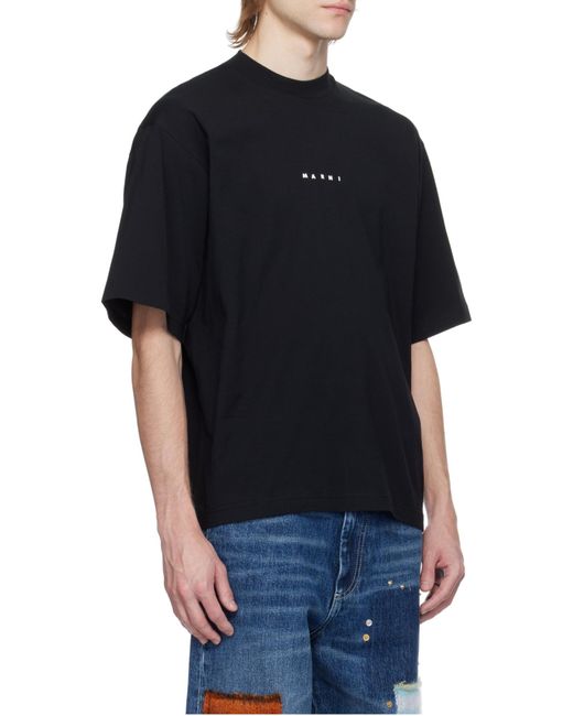 Marni Black Logo Printed Crewneck T-Shirt for men