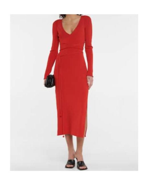 Altuzarra Red Damali Ribbed-Knit Midi Dress