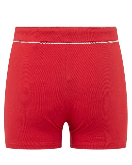 MARINE SERRE Red Light Ribbed Jersey Drawstring-Waist Mini Shorts