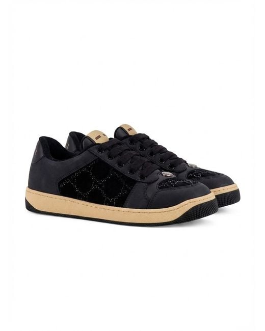 Gucci Black Gg Crystal Screener Sneakers