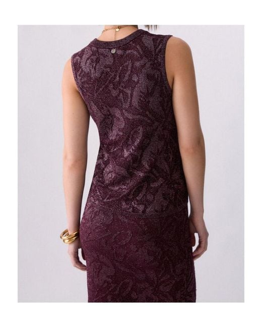 Liu Jo Purple Lame Lace Knit Top