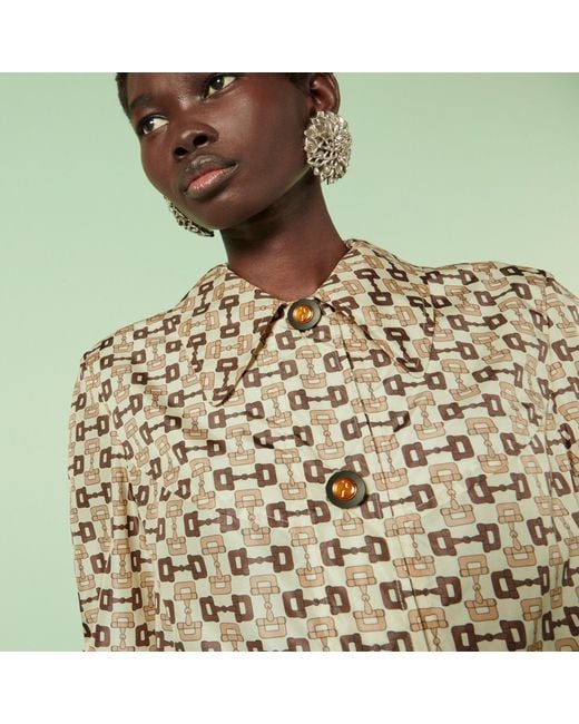 Gucci Metallic Graphic Printed Mid-Length Coat