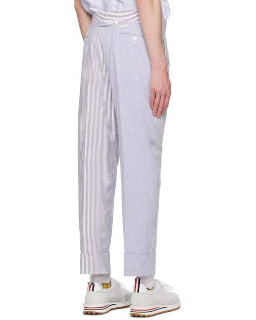 Thom Browne Gray Striped Maxi Turn-Up Hem Pants for men
