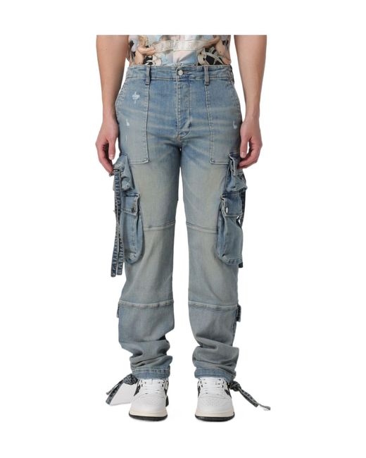 Amiri Blue Pocket Detailed Distressed Jeans for men