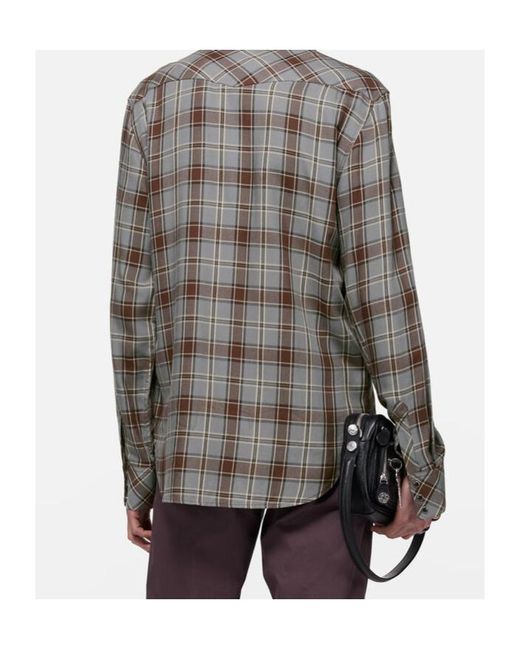 Acne Gray Checked Button-Down Shirt for men