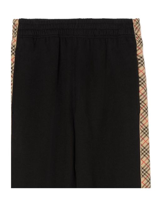 Burberry Black Check Trim Jogging Pants for men