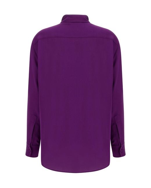 Balenciaga Purple Scarf-Neck Long-Sleeved Shirt