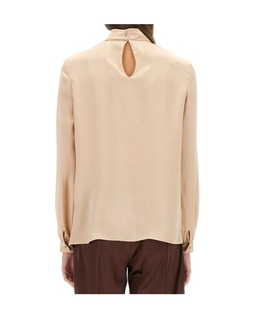 Tom Ford Natural Long Sleeved Satin Top