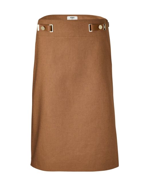 Fendi Brown Linen Midi Dress