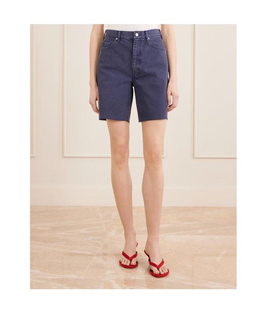 Nili Lotan Blue Frayed Denim Shorts