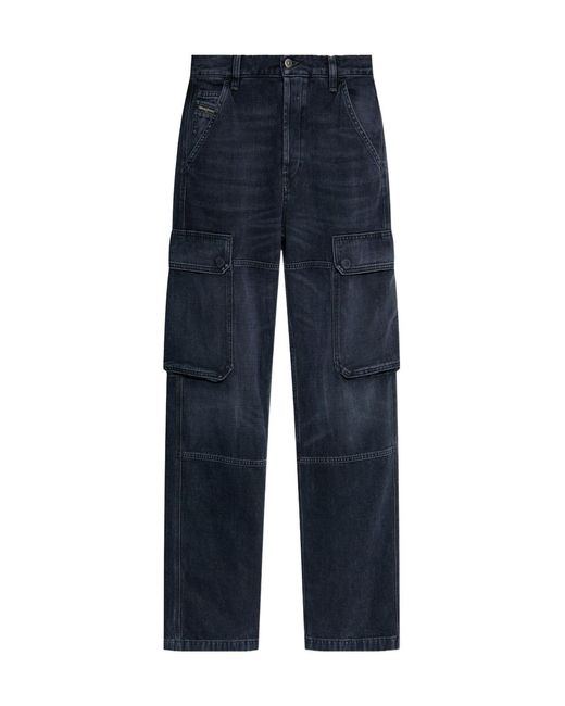 DIESEL Blue D-Pot-Cargo Logo Plaque Jeans