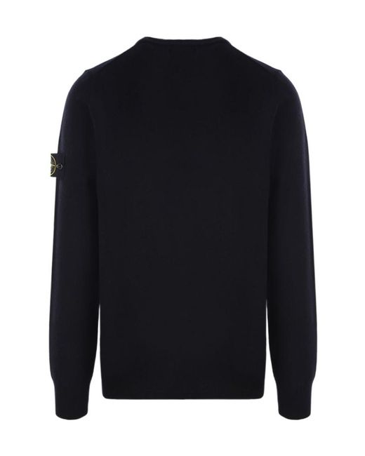 Stone Island Blue Compass Patch Crewneck Jumper for men