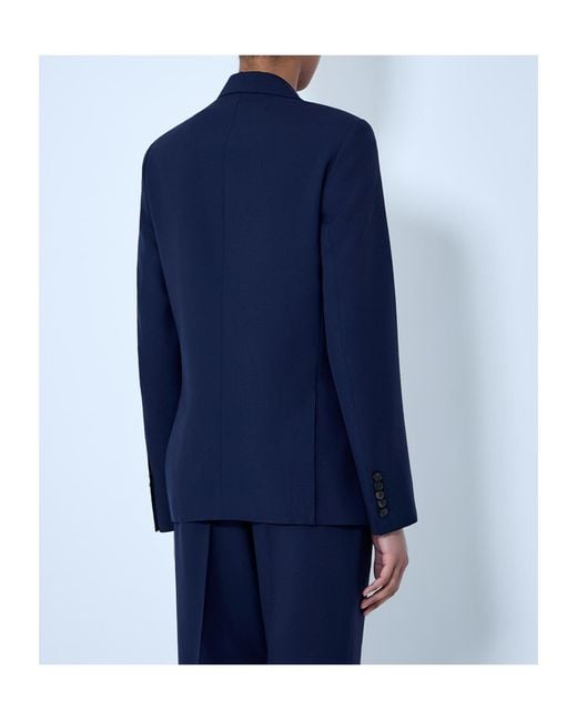 Dries Van Noten Blue Double Breasted V-Neck Blazer