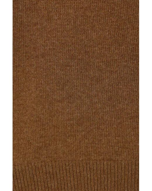 Plan C Brown Long-Sleeved Scarf Collar Knitted Shirt