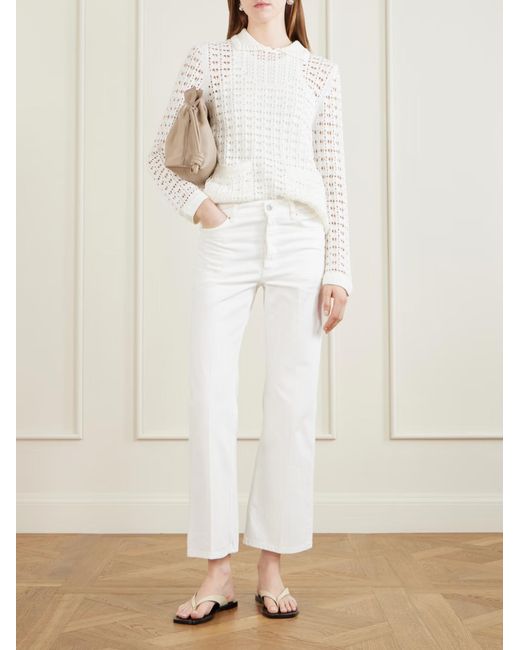 arch4 White Crochet Sweater