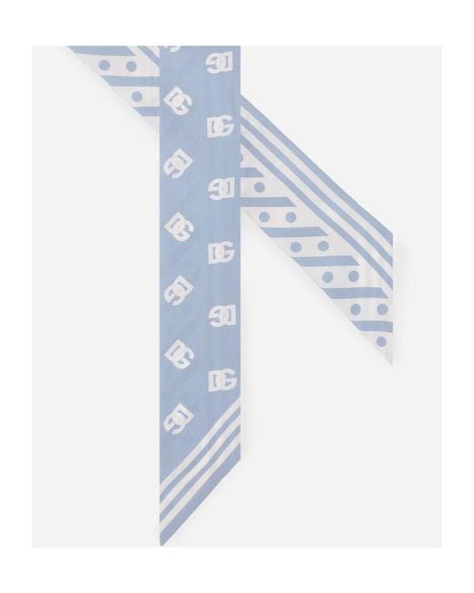 Dolce & Gabbana White All-Over Logo Printed Scarf