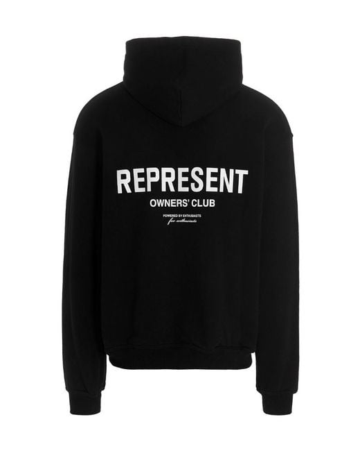 Represent Black Logo-Print Hoodie for men