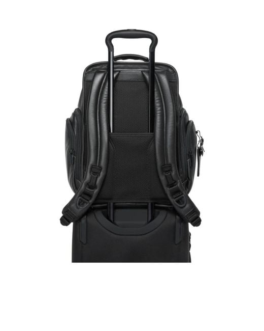 Tumi Black Leather Laptop Backpack for men