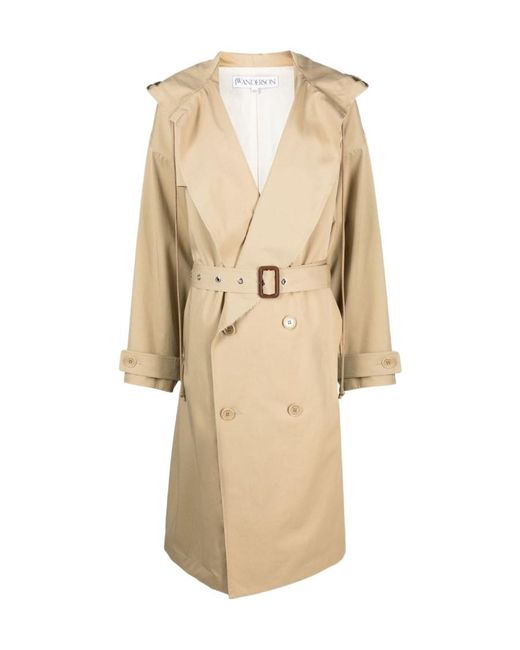 J.W. Anderson Natural Hooded Double-Breasted Trench Coat