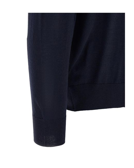 Kiton Blue Long-Sleeve Polo Shirt for men