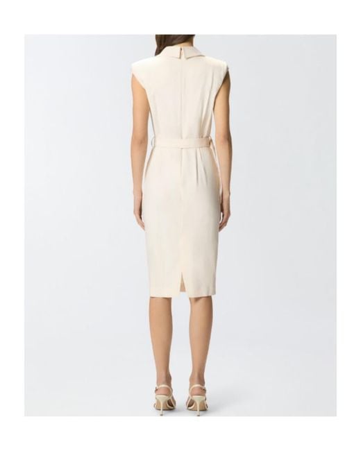 Pinko White Belt Midi Wrap Dress