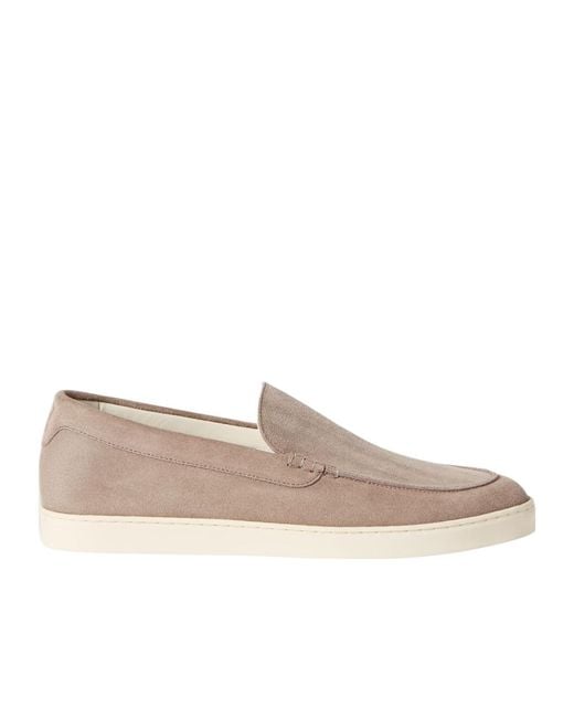 Brunello Cucinelli Multicolor Chevron-Effect Suede Loafer Sneakers for men