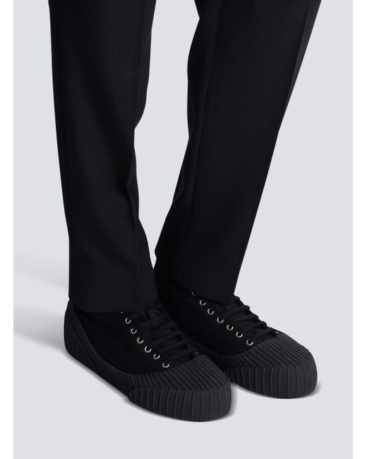 Balmain Black Canvas Riff Sneakers for men