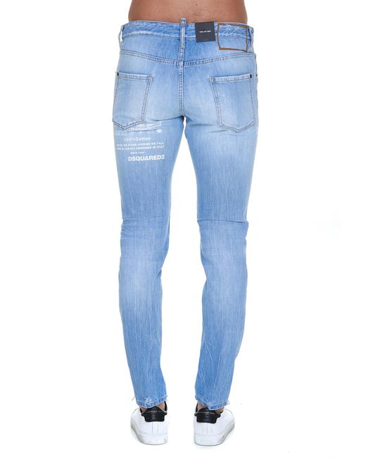 DSquared² Blue Faded Effect Straight Leg Jeans for men