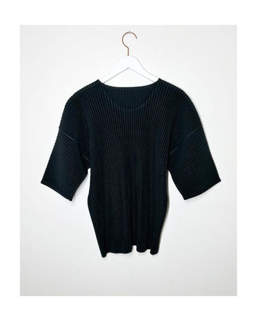 Homme Plissé Issey Miyake Blue Homme Plissé Issey Miyake Mc May Crewneck Pleated T-Shirt for men