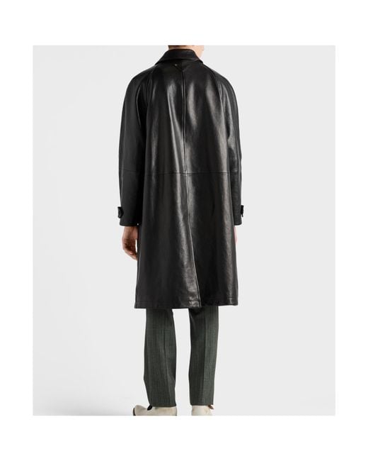 Prada Black Oversized Leather Coat for men
