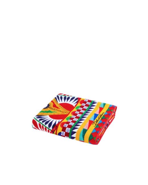 Dolce & Gabbana White Foulard Printed Terry Bath Towel for men