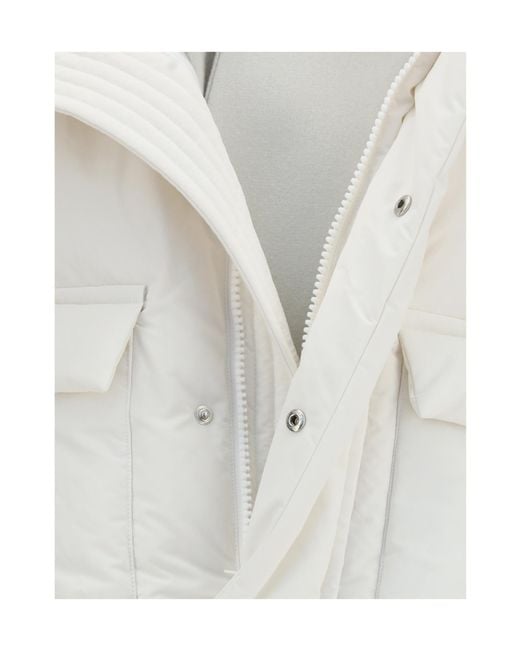 Sacai White High Neck Puffer Jacket