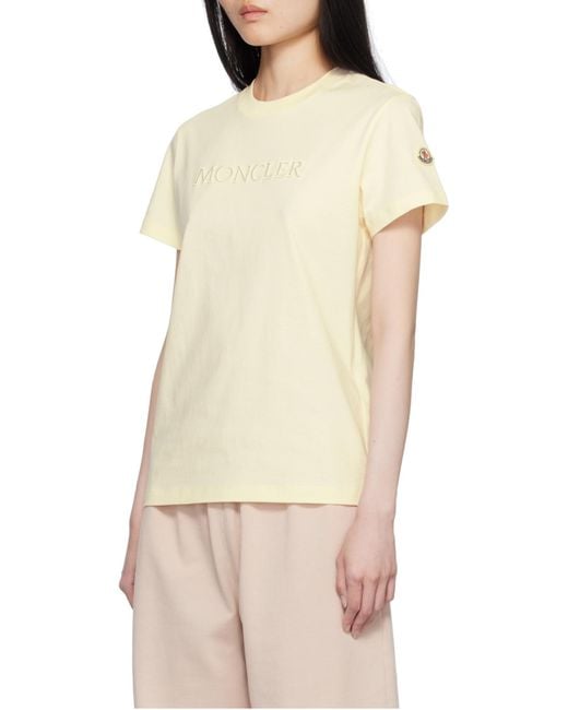 Moncler White Logo Embroidered Crewneck T-Shirt