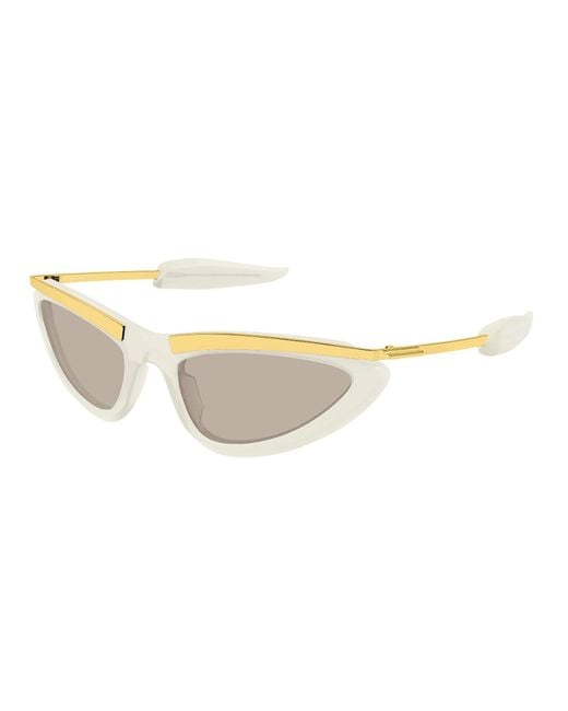 Bottega Veneta White Eyewear Prisma Cat Eye Sunglasses