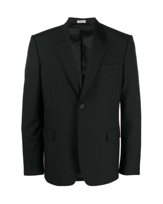 McQueen Black Tailored Single-Breasted Blazer for men