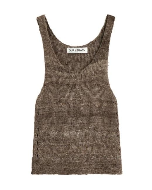 Our Legacy Brown Solo Ribbed Knitted Top